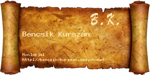Bencsik Kurszán névjegykártya